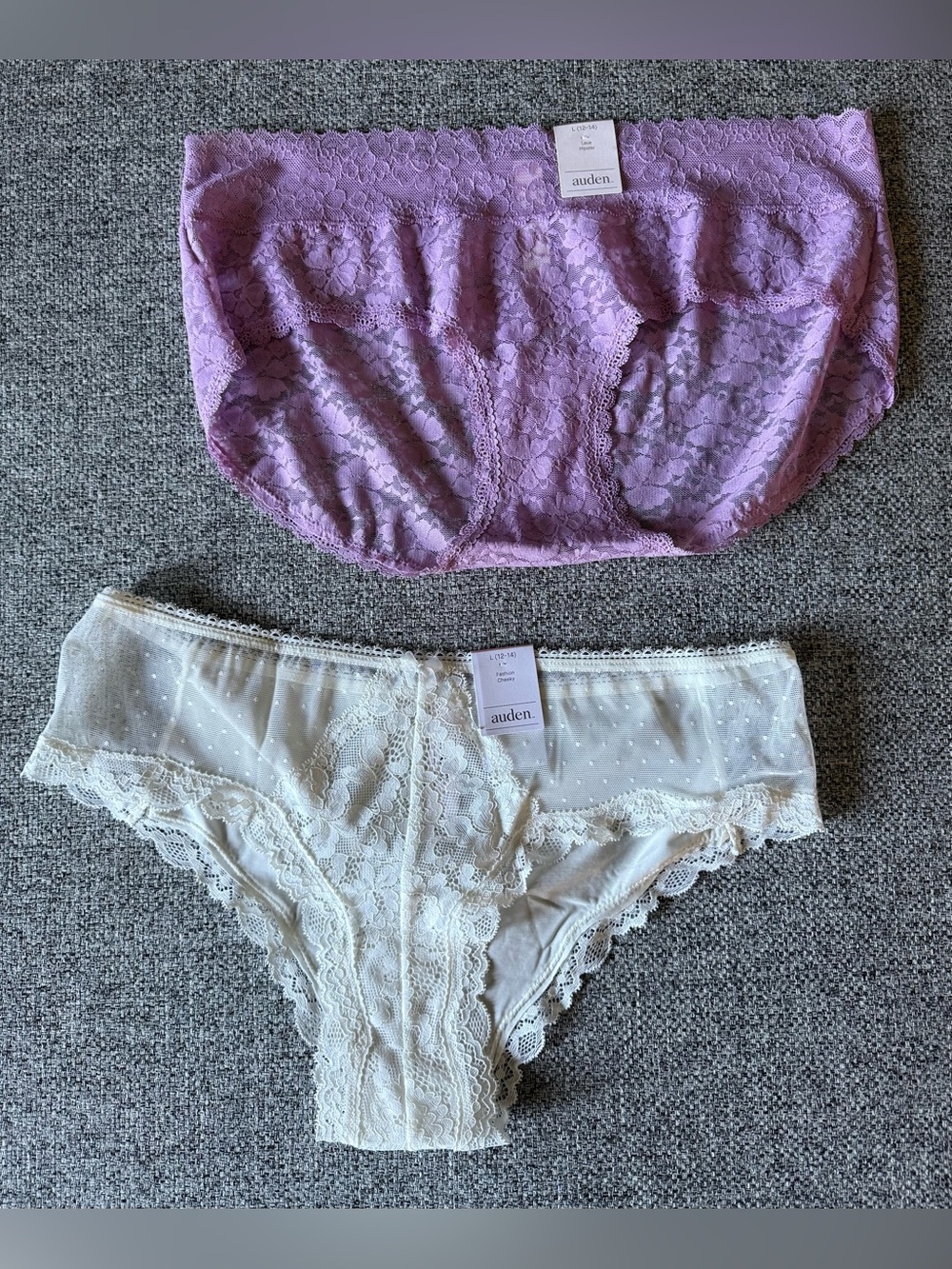 Auden Lace Hipster and Fashion Cheeky - Lavender and Ivory Set